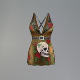 Gold Rose Skull Fitmesh Dress
