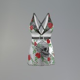 White Rose Skull Fitmesh Dress