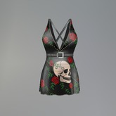 Charcoal Rose Skull Fitmesh Dress