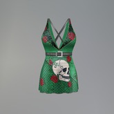 Green Rose Skull Fitmesh Dress