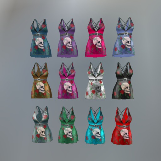 Rose Skull Fitmesh Dress (Fatpack)