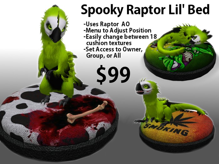 [WS] Lil' Bed - Round- (Spooky Raptor) 