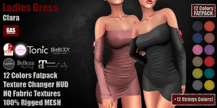 GAS [Ladies Dress Clara - 12 Colors w/HUD FATPACK] Demo