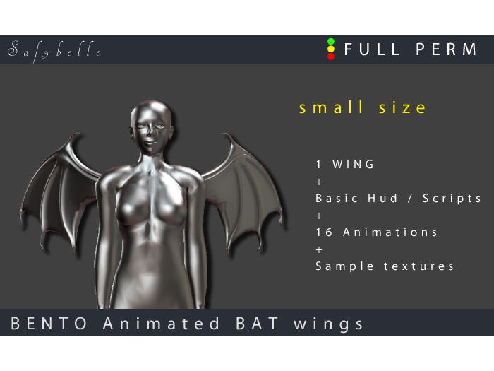@Safybelle  [FULLPERM]  Bento BAT  WINGS  v1.1 SMALL