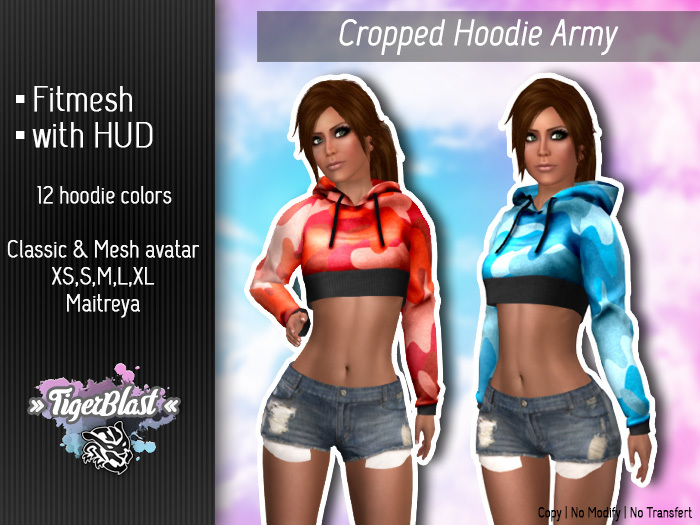 [TigerBlast] Cropped Hoodie Army