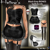 C&F Hallow's Black BONES Halloween Outfit BUNDLE