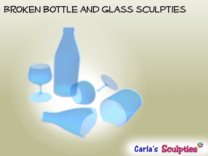 Broken bottle and glass sculpties - full perms sculpts for builders