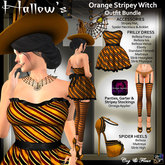 C&F Hallow's Orange Stripey w Spider Witch Outfit BUNDLE