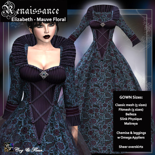 C&F Elizabeth Gown - Blue/Mauve