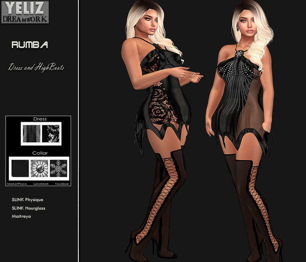 YELIZ MESH "RUMBA" DRESS and BOOTS HUD