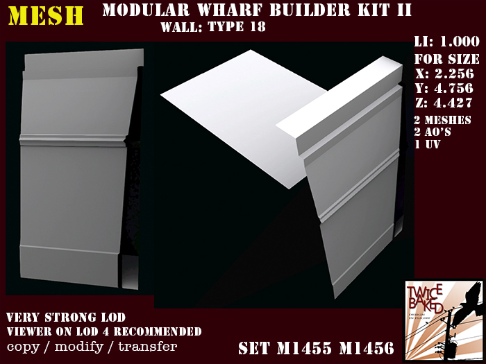 "TB" Modular wharf builder kit II wall 18 M1455 M1456