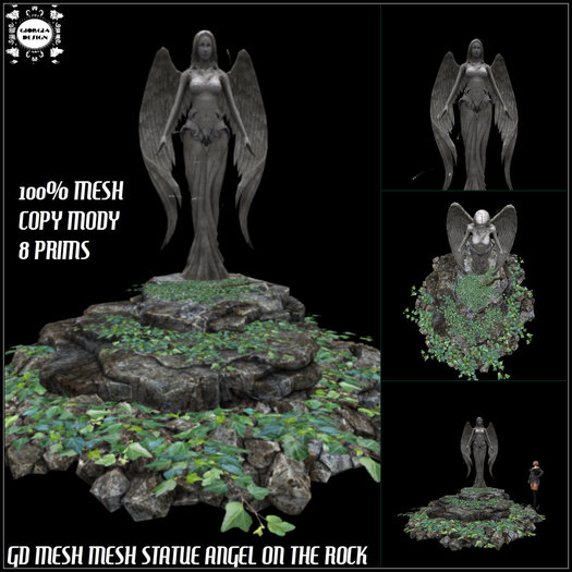 GD MESH MESH STATUE ANGEL ON THE ROCK