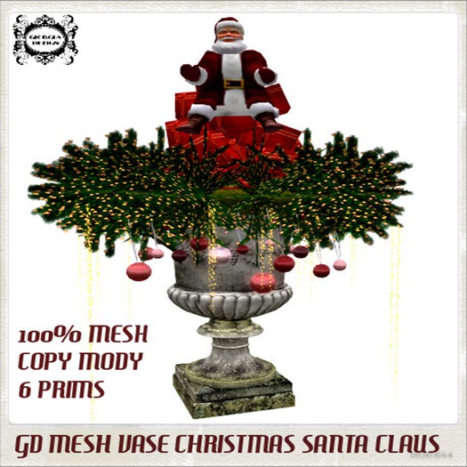 GD MESH VASE CHRISTMAS SANTA CLAUS