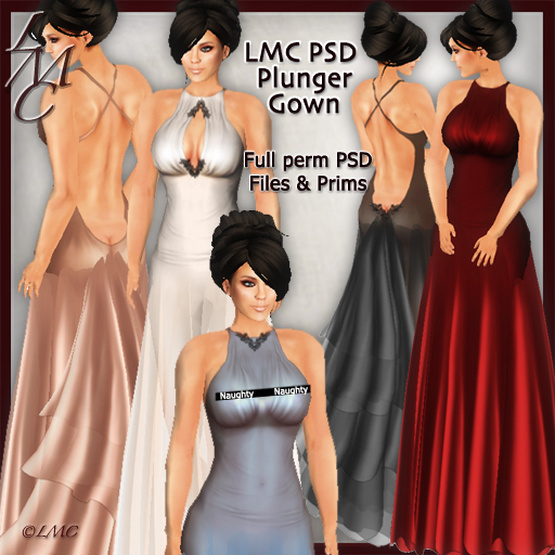 LMC Designer PSD Files & Prims  - Plunger Gown - BOM