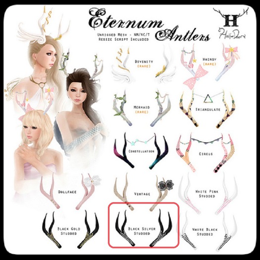 +Half-Deer+ Eternum Antlers (Black Silver Studded) [box]