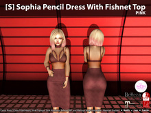 [S] Sophia Pencil Dress With Fishnet Top Pink