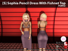 [S] Sophia Pencil Dress With Fishnet Top Purple
