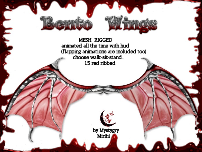 Second Life Marketplace - 15 BENTO Devil bat wings mesh rigged animated ...