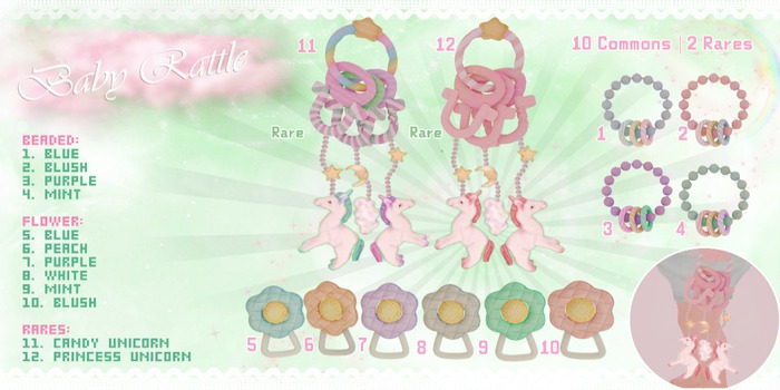 9* {.:Little Stars.:} * Baby Rattle - Flower (Mint)