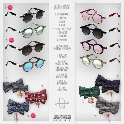 [Deadwool] Boston brooch - pois red / sausage dog pendant