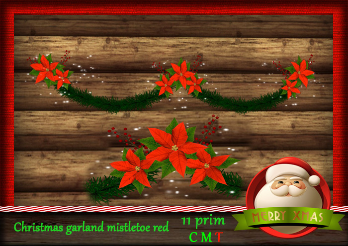 Christmas garland mistletoe red