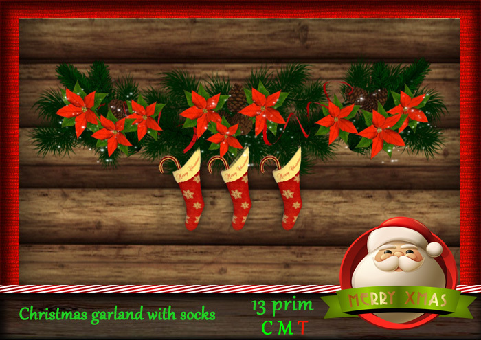 Christmas garland with socks red