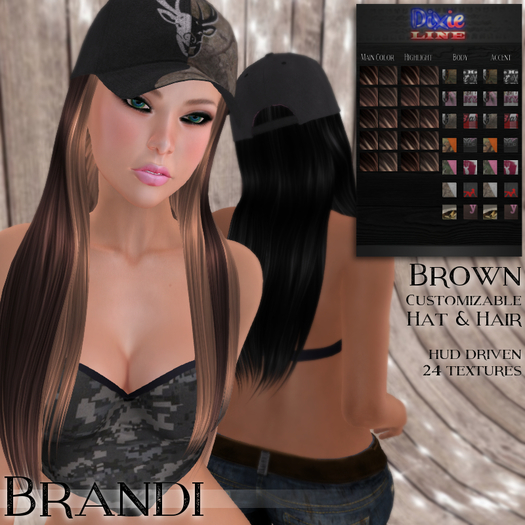 [Dixie Line] Brandi Mesh Hair & Hat - Browns (Wear & Click)