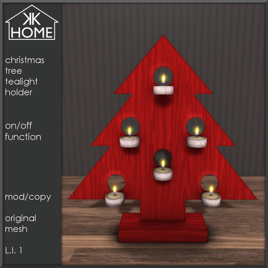 KK HOME - CHRISTMAS TREE TEALIGHT HOLDER RED (BOXED)