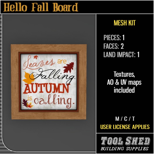Tool Shed - Hello Fall Board Kit