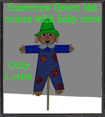 Scarecrow Green Hat comes with baby crow
