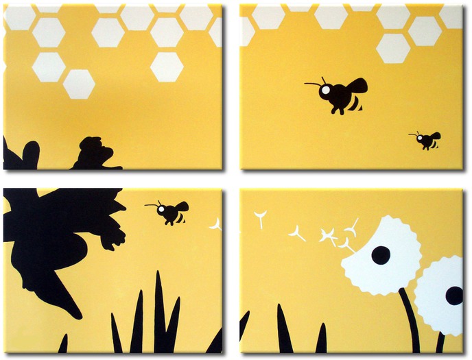Kids Wall Decor - Bee Quad