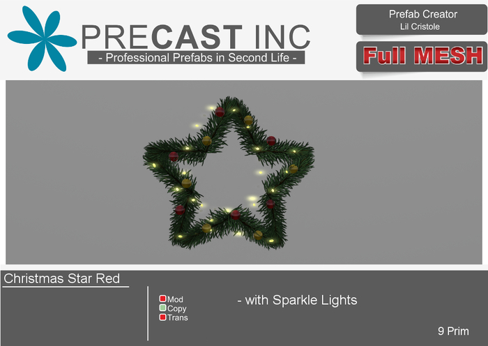 PreCAST Inc. - Christmas Star Sparkle Red