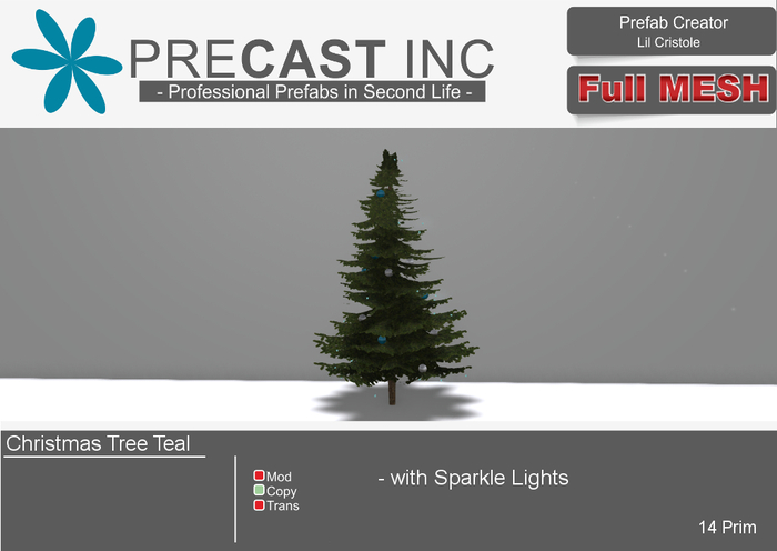 PreCAST Inc. - Christmas Tree Sparkle Teal