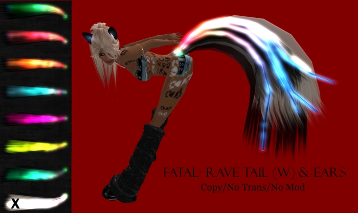 Fatal Revenge- Neko Rave Tail*Ears {White} (Promo Price)