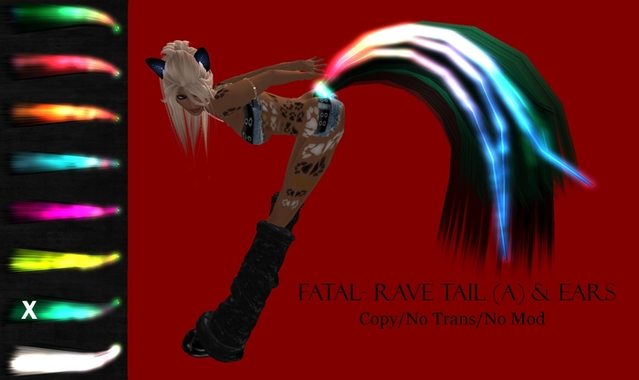 Fatal Revenge- Neko Rave Tail*Ears {Aqua} (Promo Price)