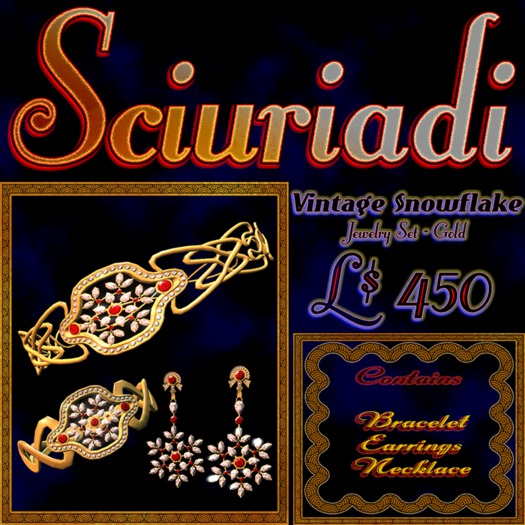 Vintage Snowflake Jewellery Set - Gold