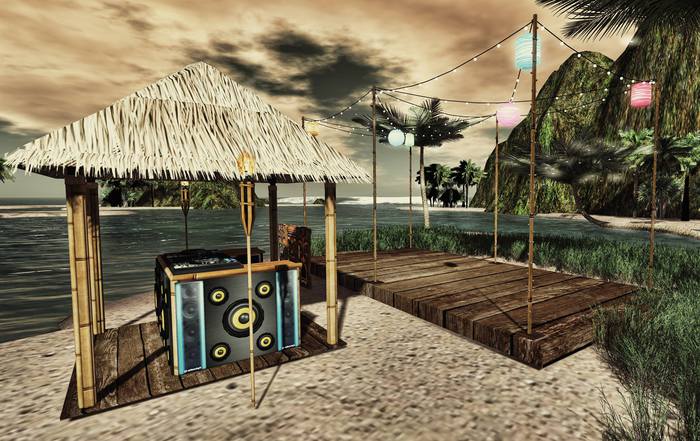 Aphrodite Tiki Wedding Party:  DJ Booth & Dance Stage. 1.0