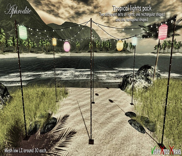 Aphrodite Tiki Wedding Party::  Lights  Round / Retangular