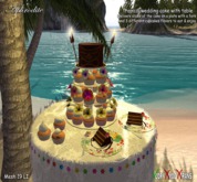 Aphrodite Tropical wedding cake with table & decos