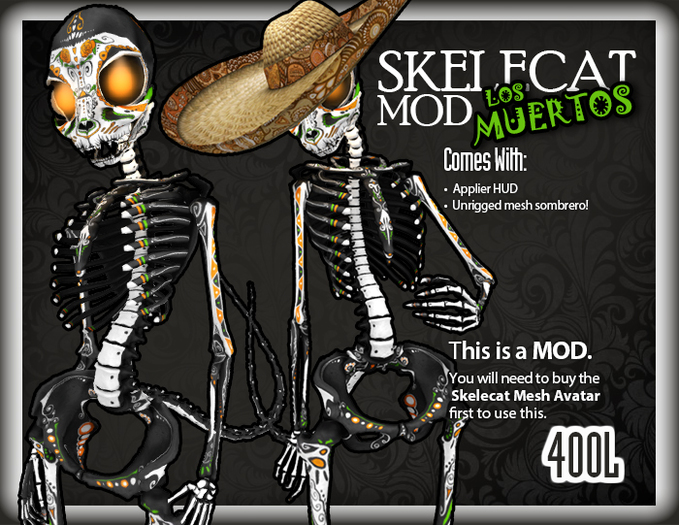 ::Static:: Skelecat Mod - Los Muertos - Naranja