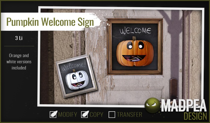 MadPea Pumpkin Welcome Sign (add)