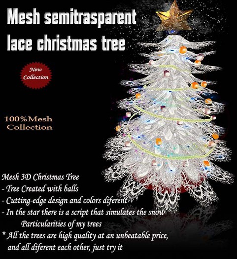 Mesh semitrasparent lace christmas tree v.7