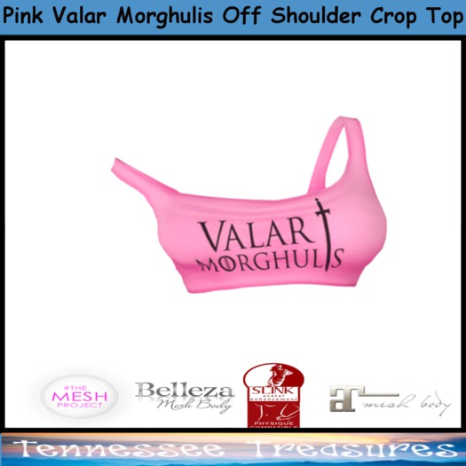 Pink Valar Morghulis Off Shoulder Crop Top