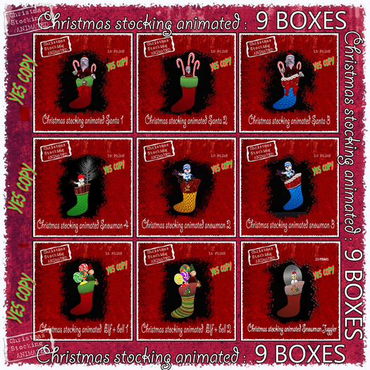 Christmas stocking animated 9 BOXES