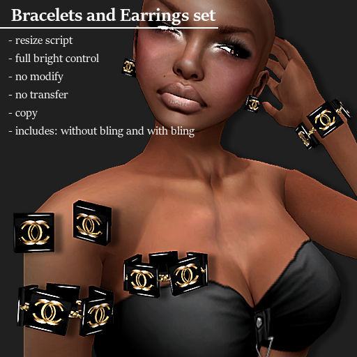 BRACELET / EARRING CC-BLACK GOLD     -RYCA-