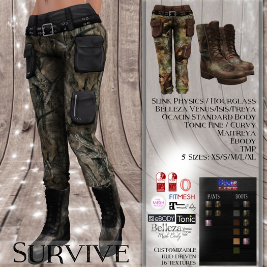 [Dixie Line] Survive Cargo Pants & Combat Boots (Wear & Click)