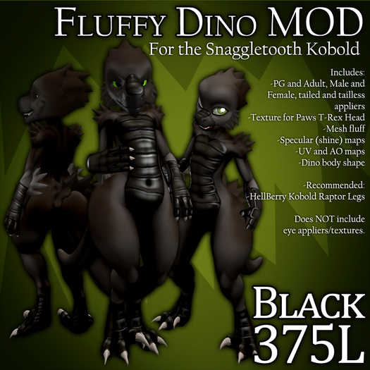 MOOPA Inc. Fluffy Dino Black MOD for Kobold