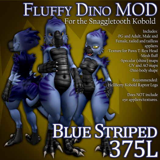 MOOPA Inc. Fluffy Dino Blue Striped MOD (BOX)