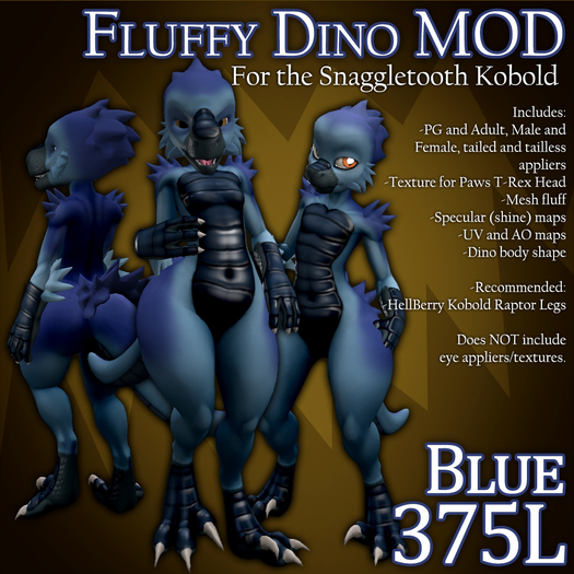 MOOPA Inc. Fluffy Dino Blue MOD (BOX)