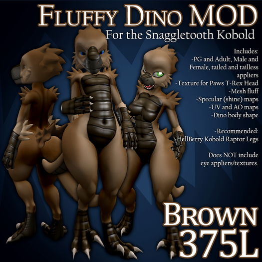 MOOPA Inc. Fluffy Dino Brown MOD (BOX)
